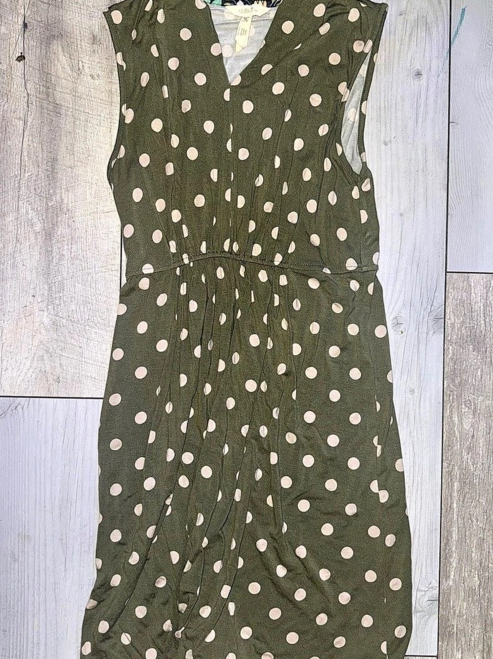 Matilda Jane Polka Dot Sleeveless Midi Dress Green & Pink Medium